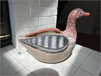 Clay duck hand painted planter