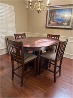 Bar height, dining room table with leaf and 4