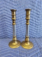 2 vintage brass 10.5-in candlestick holders