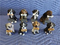 8 various resin WELCOME dog figurines,  4.5" & 6"