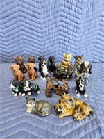 16 resin & porcelain 4-in dog figurines