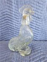 Vintage clear glass 13 inch rooster decanter