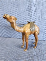 Vintage 13-in leather camel figurine