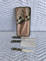 3-piece stainless steel knife set with storage