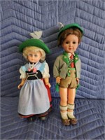 2 Vintage Hard Plastic German Little Girl & Boy