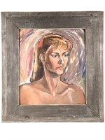 Harry Hilson Portrait Painting Framed 1950s