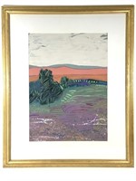 Harry Hilson Framed Landscape Painting Circa 1990s