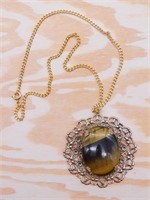 TIGERS EYE PENDANT NECKLACE ROCK STONE LAPIDARY SP