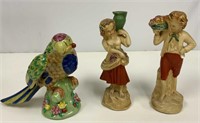 Chalkware Figurines and Ceramic Bird