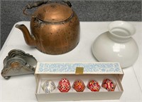 Copper Tea Pot and Three Other Items
