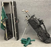 Hard Plastic Carrier Case with Golf Bag and Clubs