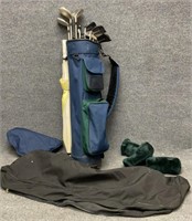 Golf Bag with Carrying Case and Clubs