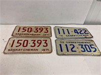 Sask licence plates.