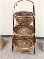 BASKET TABLE 42" H X 23" AT WIDEST - WOVEN 3 TIER