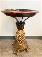 PINEAPPLE CARVED CENTER TABLE 29" H X 18" ROUND