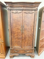 BURLED WOOD ARMOIRE 80" H X 42" W X 25" D 1