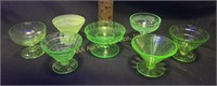 Uranium green depression glass - sherbet cups