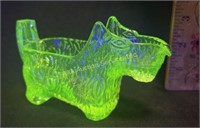 Uranium green depression glass dog candy