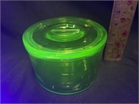 Uranium green depression glass round refrigerator