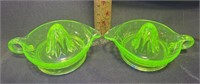 Uranium green depression glass juicers (2)