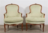 Pair of Louis XV Style Bergere Armchairs
