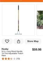 Husky  54 in. 19-Tine Adjustable Thatch Rake