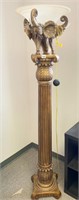 TORCHIER LAMP 18" WIDE SHADE - 73" H CARVED
