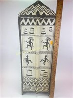Tribal style painted wood DVD cabinet