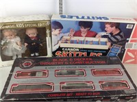 Campbell’s doll set, skittles bowling game