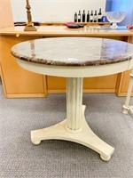 ROUND MARBLE TOP TABLE 28" H X 28" ROUND BROWN