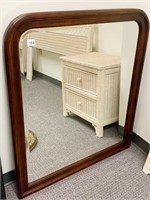 CHERRY CURVED TOP BEVELED MIRROR 40" X 36"