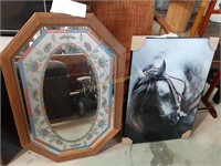 Stained glass style mirror, horse picture