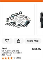 3/8 in. Drive SAE and Metric Home Tool Kit Set (13