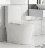1-Piece Dual Flush Toilet in Glossy White