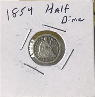 1854 seated liberty half Dime With arrows
