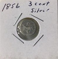 1856 three cent silver coin