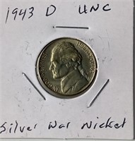1943 d UNC Silver war nickel