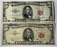 1953 & 1963 $5 Red Seal Notes