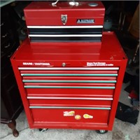 red tool chest with detachable red steel toolbox