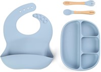 Ginbear Baby Plates with Suction, Silicone Bibs,