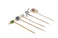GROUP OF 10K GOLD TIE PINS, 6g