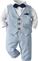 Baby Boy Formal Outfits White Shirt + Plaid Wais