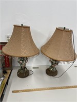 Pair of lamps one has leg damage