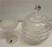 WESTMORLAND COMPOTE, COIN GLASS STYLE CANDY