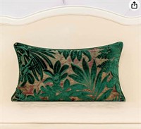 12"X20" GREEN LEAF GOLD PILLOW COVER