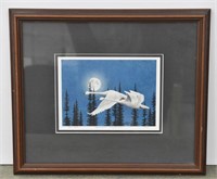 NIGHT MOVES TRUMPETER SWANS Signed Numbered Print