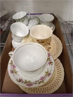 TRAY OF CUPS AND SAUCERS