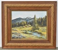 Mountain Cabins by Jenniz Original Oil Painting