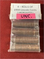 (4) ROLLS OF 1959 UNCIRCULATED LINCOLN CENTS