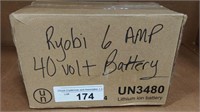 RYOBI 40 VOLT - 6 AMP BATTERY - NEW IN BOX